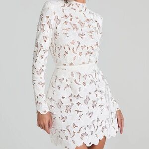 Nadine Merabi Lydia White Lace Dress